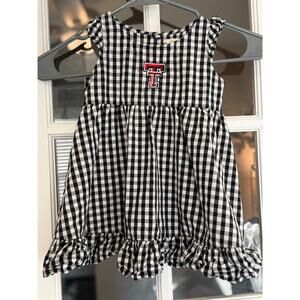 Texas Tech Red Raiders toddler girls dress black/white gingham with Tech logo 2T